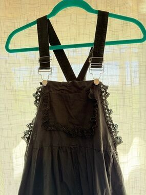 Bibs Lace-Trim Wide Leg Overalls